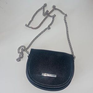 Steve Madden Black Crossbody with Silver Chain